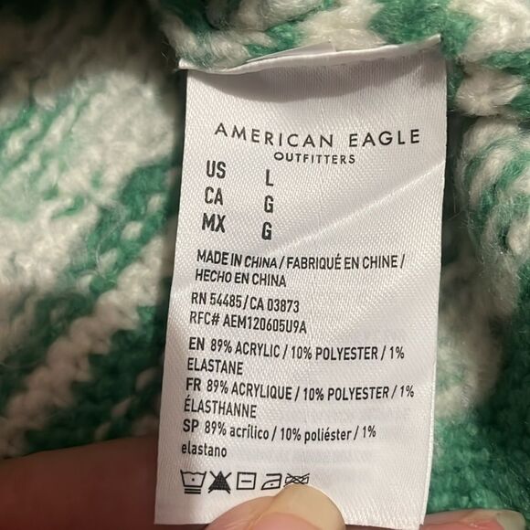 American Eagle Womens Green Oversized Fair Isle Knit Sweater - Picture 5 of 5